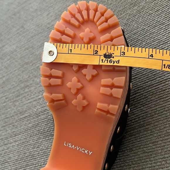 Lisa Vicky Vigor Black and Gold Mules with Chain Detail - Size 7.5 - 8 - Picture 11 of 12